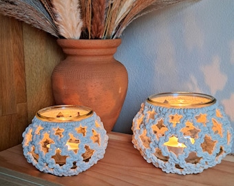 Makramee Windlicht, Fensterdeko Deko Boho-Deko