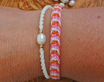 Freshwater pearl bracelet set, macrame bracelet or individually