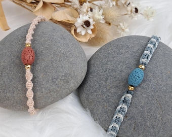 Diffuser-Armband mit echten Lavastein-Perlen, Aromatherapie ätherische Öle Makrameearmband