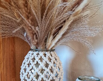 Macrame lantern/vase, window decoration