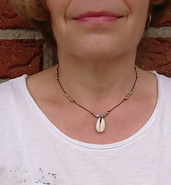 Collar de concha collar con concha de cowrie cuentas de - Etsy España