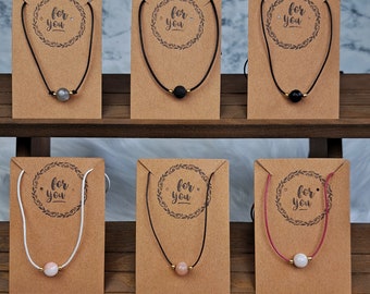 Leather cord necklace, pearl necklace, surfer necklace