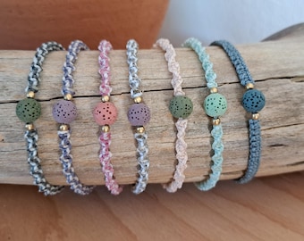 Diffuser-Armband mit echten Lavastein-Perlen, Aromatherapie ätherische Öle Makrameearmband