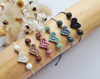 Diffuser bracelet with real lava stone beads, aromatherapy essential oils macrame bracelet