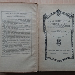 Mysteries of a Great City - William Le Queux - 1920, First Edition