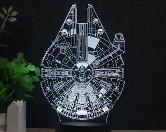 Star Wars Millenium Falcon 3D Lamp Vector Model - svg cdr dxf files -Instant Download Files for Laser Cutting Printing CNC Engraving Clipart