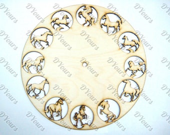 Horse Clock Plans - svg cdr dxf pdf files - Files for Laser Cutting Printing CNC Engraving Clipart