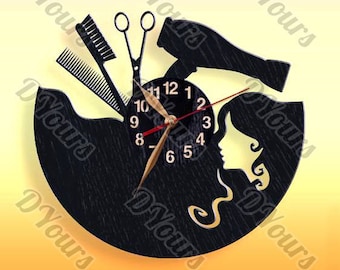 Hairdresser Hairdressing Salon Clock Plans - svg cdr dxf pdf files - Files for Laser Cutting Printing CNC Engraving Clipart