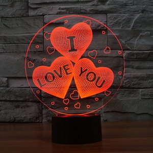 Kocham Cię Lampa 3D Wektor Model W Kształcie Serca - pliki svg cdr pdf dxf - Natychmiastowe Pobieranie Plików Do Cięcia Laserowego Drukowania Grawerowania CNC Clipart