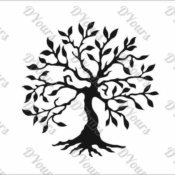 Large Olive Tree Vector Model - svg cdr pdf dxf files - Instant Download Files for Laser Cutting Printing CNC Cut Engraving Clipart