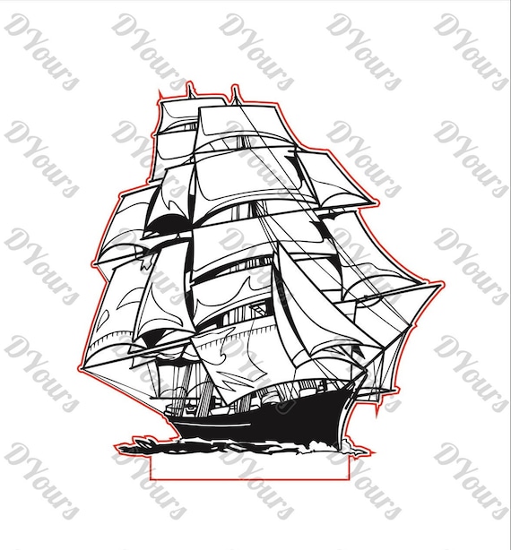 Download Sailing Ship Led 3d Lamp Vector Model Svg Cdr Pdf Dxf Files Etsy