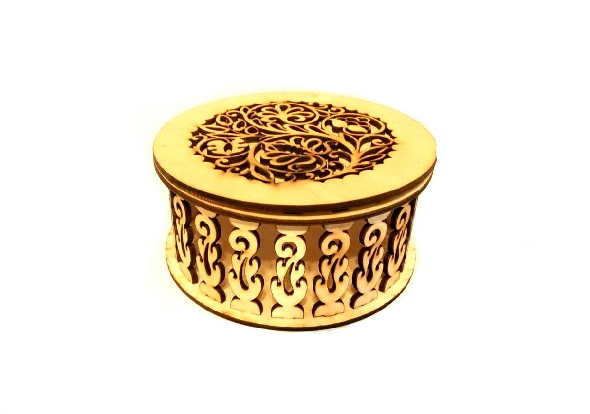 Round Box Plans for Laser CNC Cutting Wooden Gift Box Plywood Etsy
