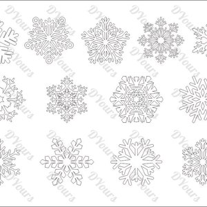 Snowflakes Pt.1 - 13 Models in 1 Vector File for CNC Laser Cut - svg files Instant Download Files for Laser Cutting Engraving Printing