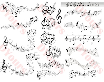 Musical Notes Clipart Music Note Musicians Song  - Instant Download - Vector Files for CNC Routing Laser Cutting Engraving Printing Clipart