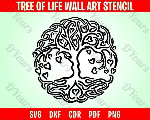 Tree Of Life Stencil Wall Art Vector File Svg Cdr Pdf Dxf Etsy