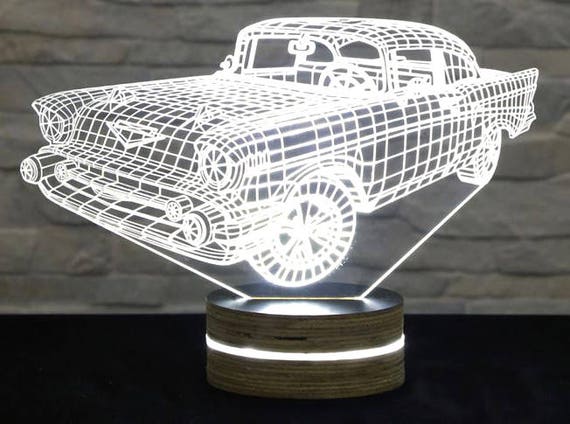 Download Chevrolet Retro Car 3D Lamp Vector Model svg cdr pdf dxf | Etsy
