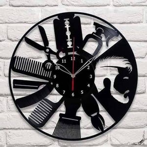 Barber Shop Clock Plans - Beard Moustache Hair Styling - svg cdr dxf pdf files - Files for Laser Cutting Printing CNC Engraving Clipart