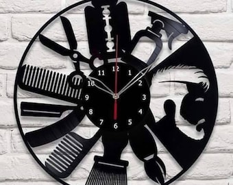 Barber Shop Clock Plans - Beard Moustache Hair Styling - svg cdr dxf pdf files - Files for Laser Cutting Printing CNC Engraving Clipart