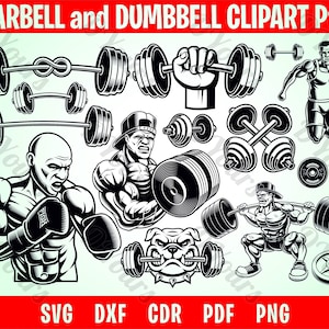 DUMBBELL Svg, BARBELL Svg, Gym Workout Fitness Weights Crossfit Dumbell Weightlifting Body Building - svg cdr pdf png Cameo Cricut files