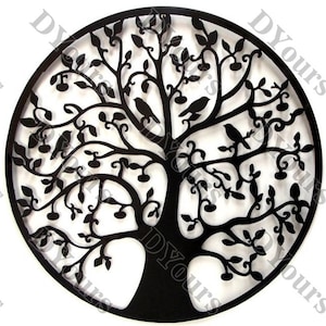 Large Round Tree of Life with Birds Wall Art -svg cdr pdf dxf files- Instant Download Files for Laser Cutting CNC Engraving Clipart