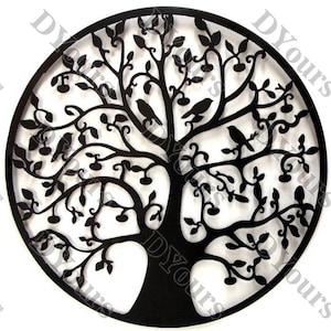 Großer runder Baum des Lebens mit Vögeln Wandkunst -svg cdr pdf dxf Dateien- Sofort Download Dateien für Laserschneiden CNC Gravur Clipart