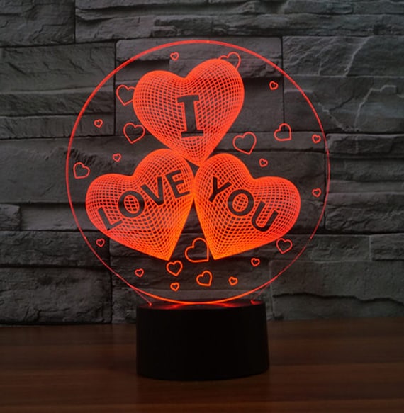 Download I Love You 3d Lamp Vector Model Heart Shaped Svg Cdr Pdf Dxf Etsy