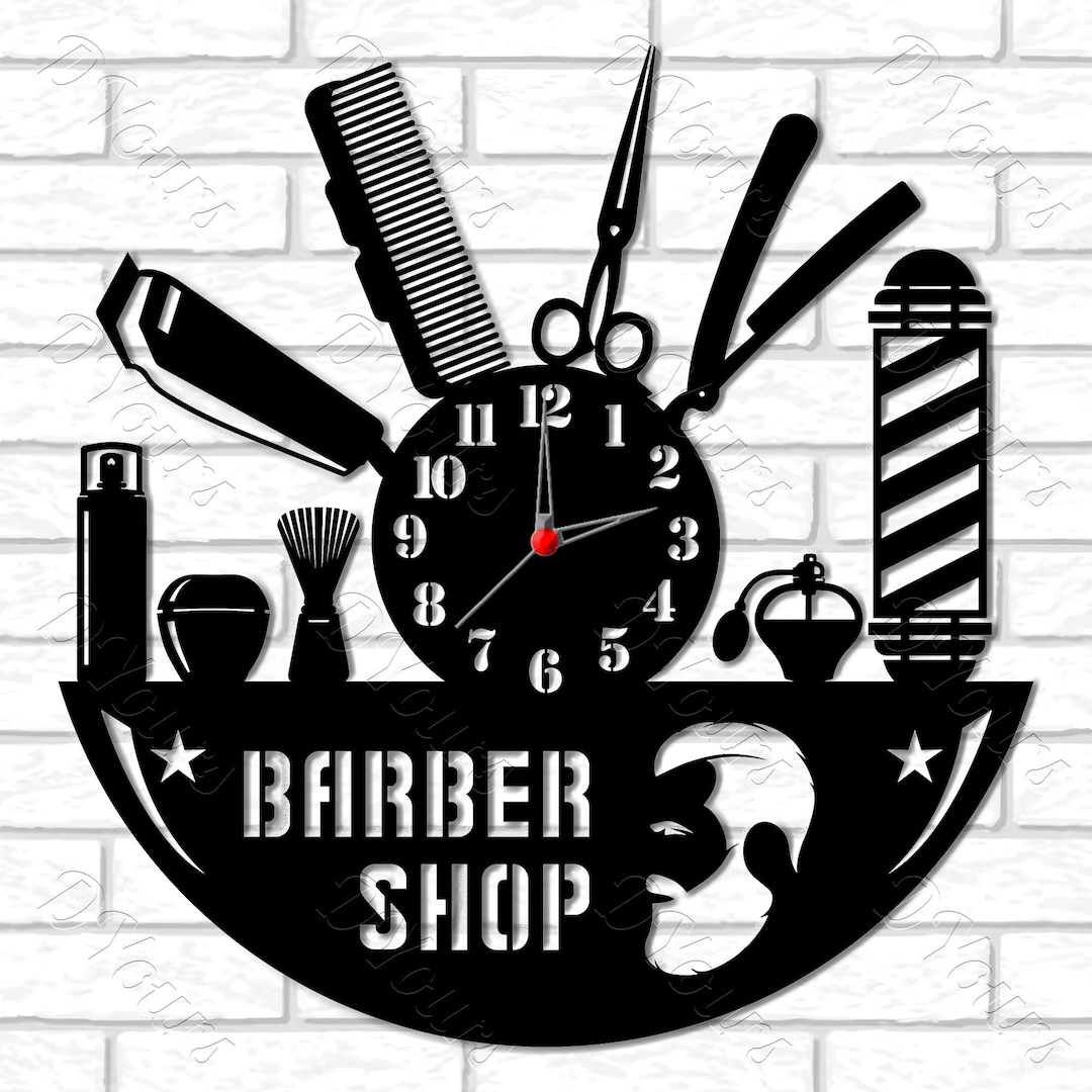 Barber Shop Clock Plans, Barbershop Wall Decor, Barber Shop Wall Art ...