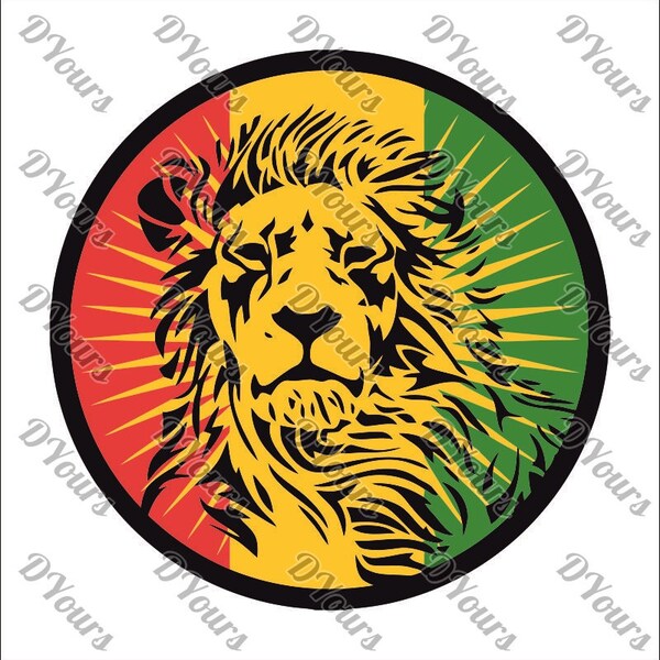 Rasta Lion Plantilla Jamaica Bandera Rojo Amarillo Verde - svg cdr ai archivos pdf - Descargar Archivos para la Impresión de Corte Láser CNC Grabado Clipart