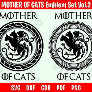 猫の母 SVG、ドラゴンの母、ゲーム オブ スローンズ SVG、パロディ、ユーモア猫 SVG 愛好家の面白い T シャツ デザイン ビニール ステッカー Cricut シルエット