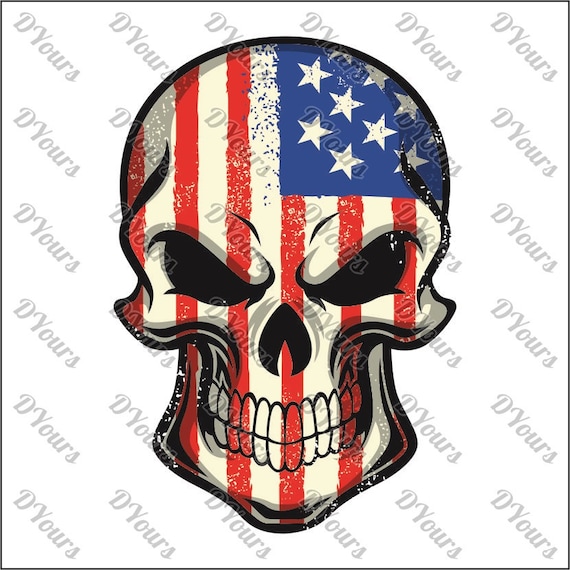 Download Skull Painted In Usa Flag Colors American Flag Svg Cdr Ai Etsy