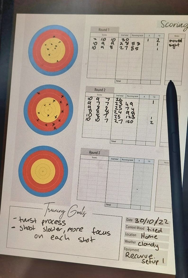 Archery Progress Tracker, Target Plotter, Digital Product, Print at ...