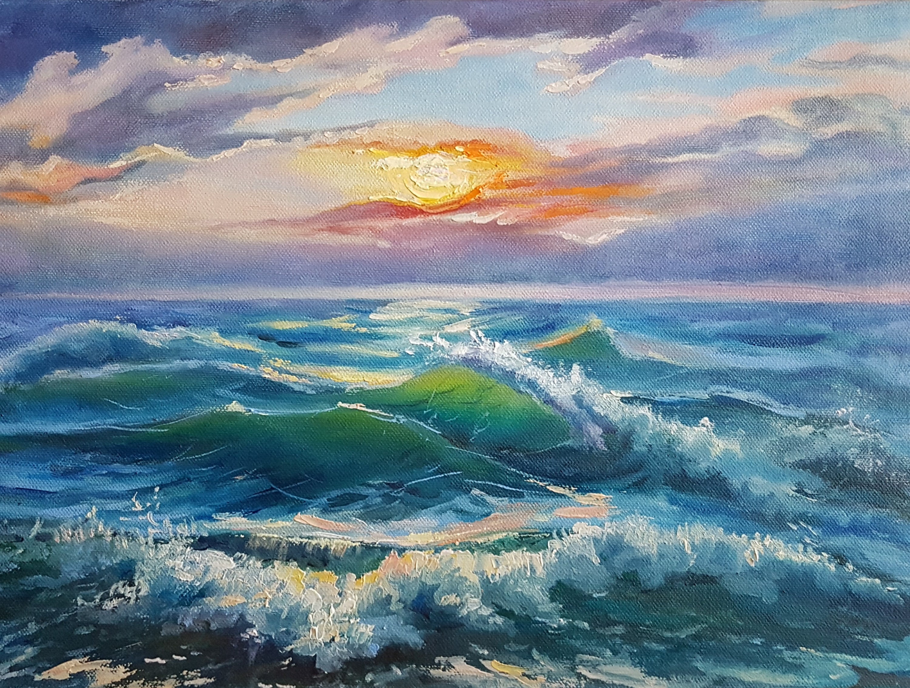 Sunrise Waves - Paint by Numbers Kit for Adults DIY Oil Painting Kit on  Canvas