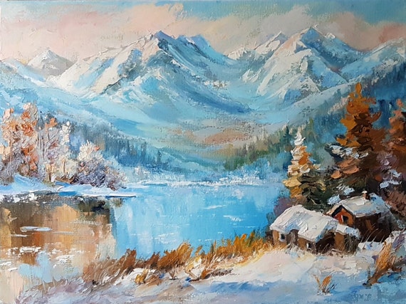 Snow Painting Colorado Rocky Mountain Winter Landscape Oil Art - Etsy