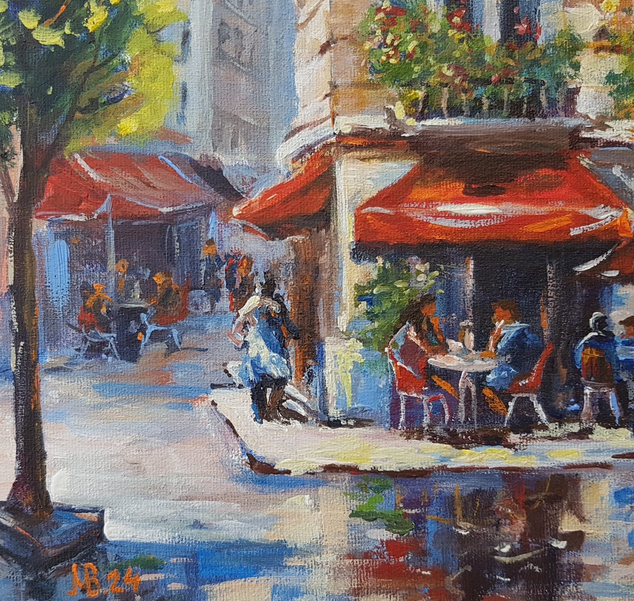 Paris Painting France Wall Art Paris Street Scene France Cityscape ...