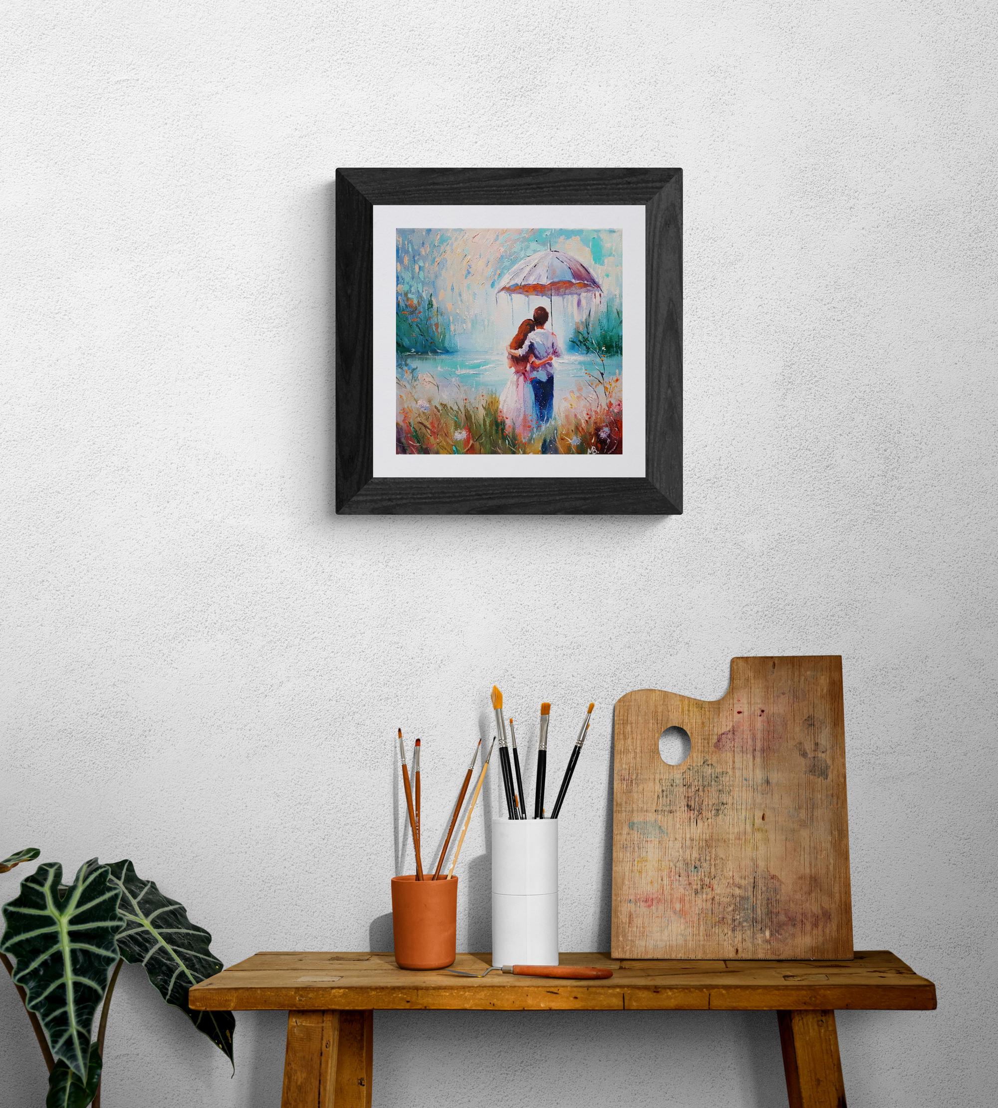 Love Romantic Original Oil Painting Man and Woman Two Under