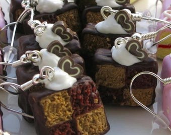 Chocolate cake earrings