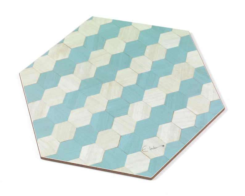 4 Placemats Duck Egg Blue. Sorrento. Hexagon Round or Etsy