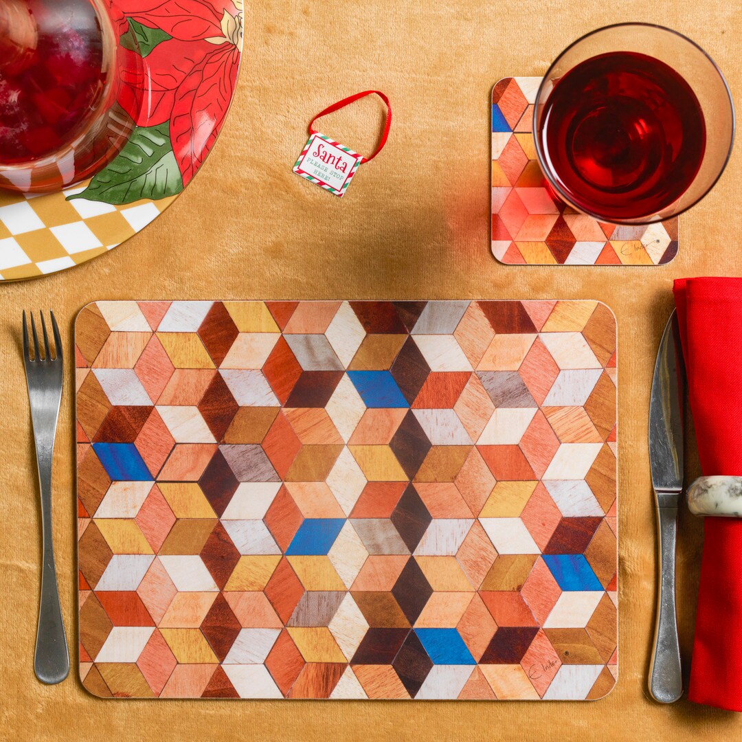 Placemats in Warm Earthy Shades With a Pop of Blue to Brighten Etsy UK