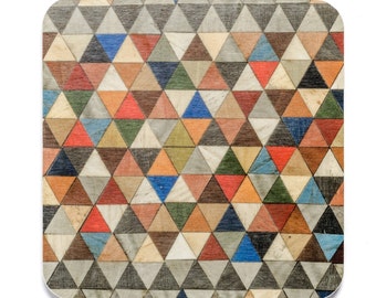 Mosaic Coaster: Colorful Geometric Design, Heat Resistant Melamine
