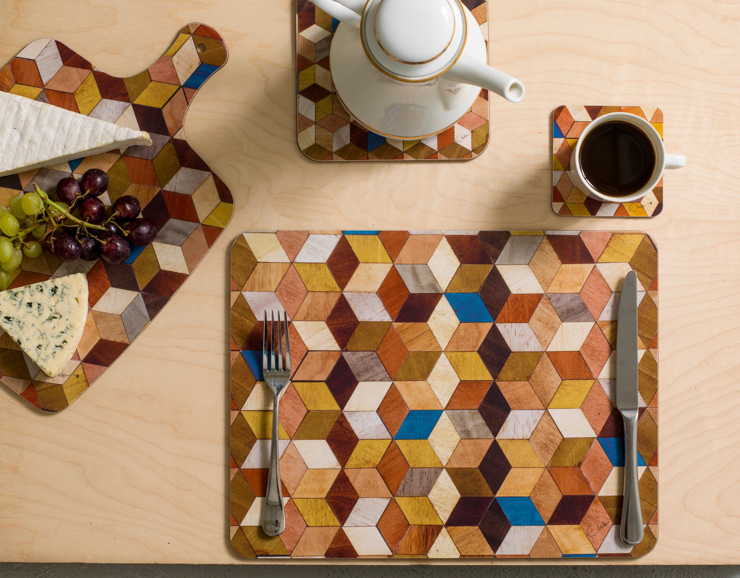 Large Placemats Set. Warm Earthy Shades With a Pop of Blue Etsy UK