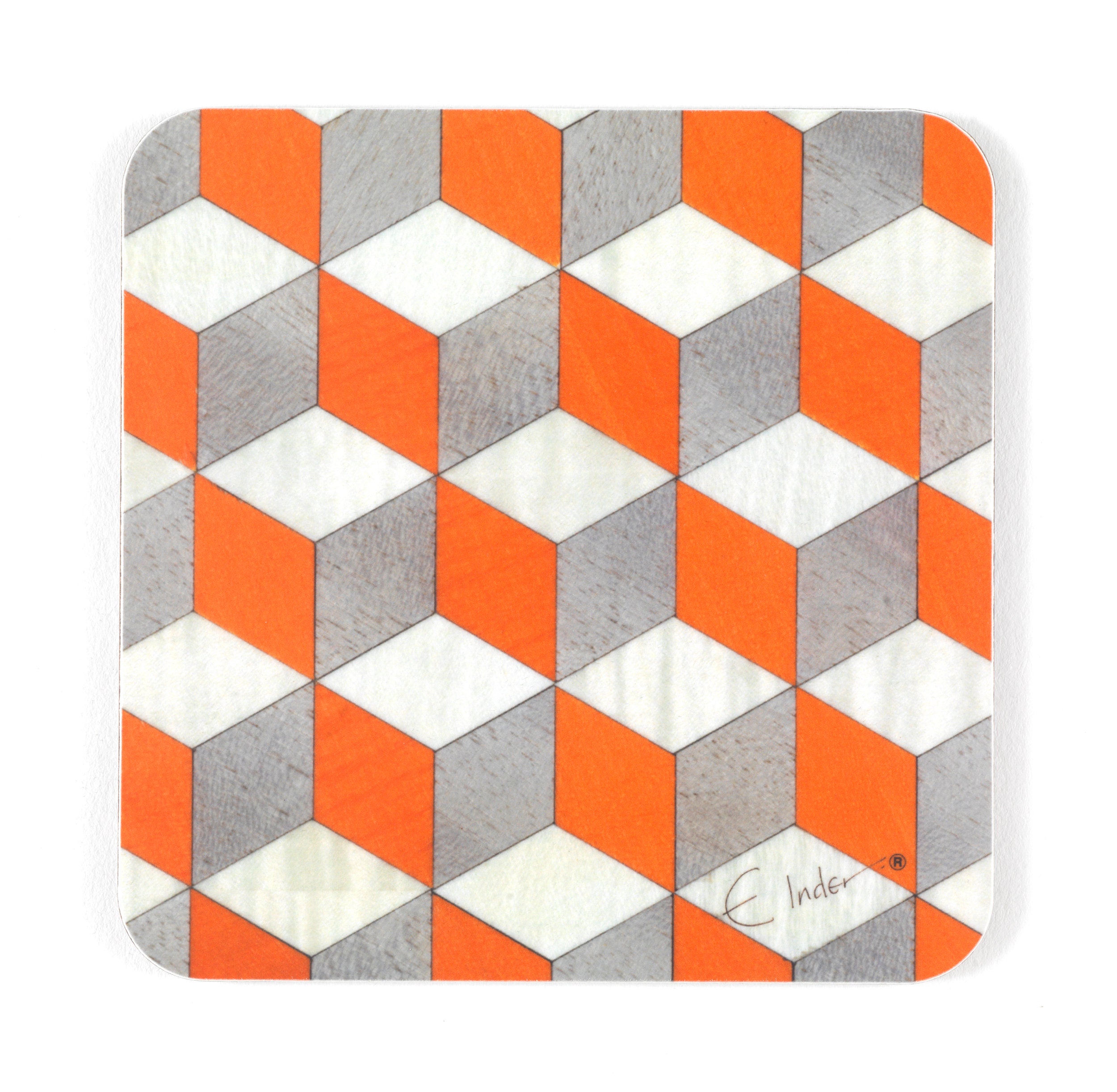 Orange Capri Coaster: Modern Abstract Melamine Coaster