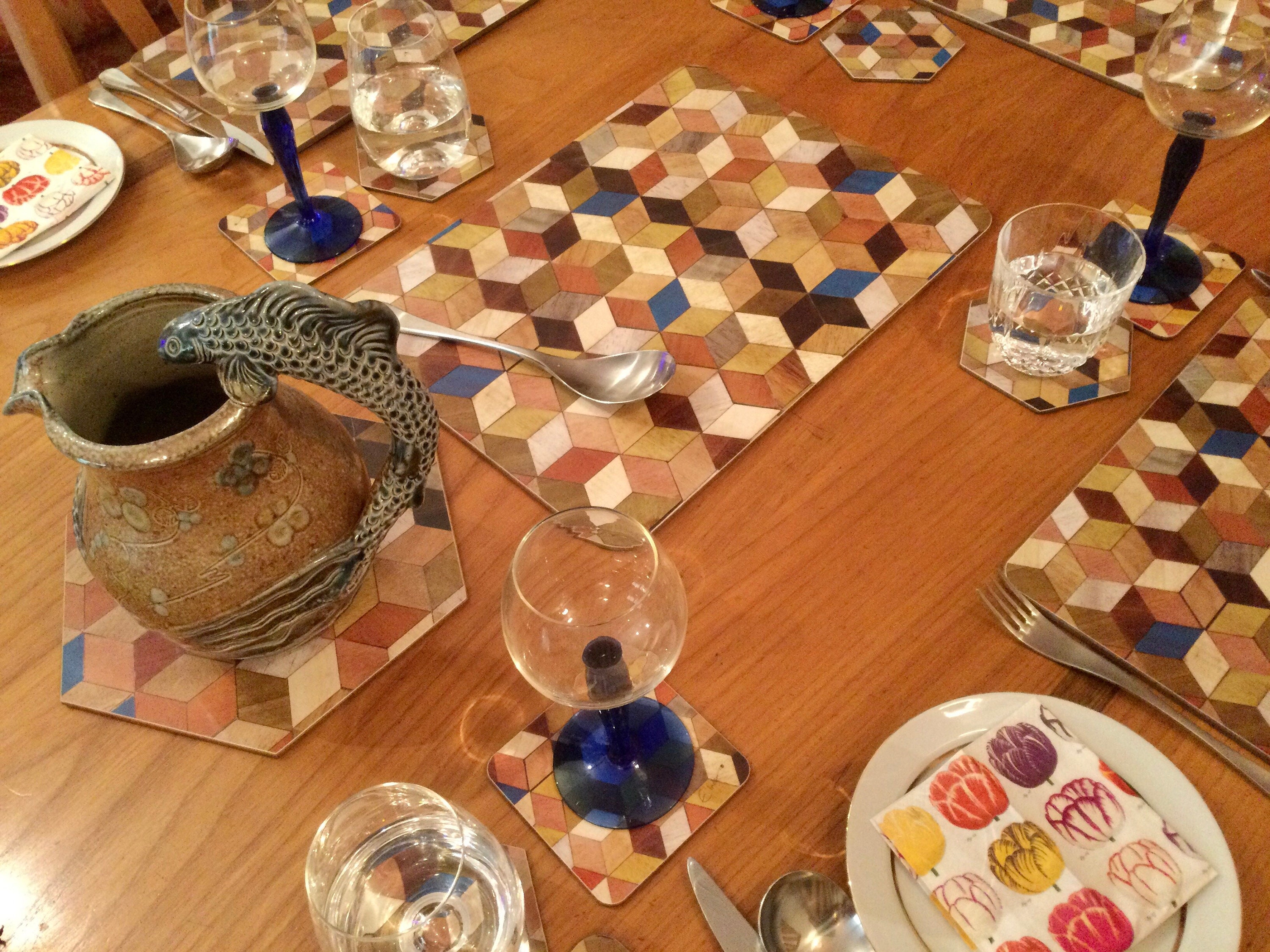 Large Placemats Set. Warm Earthy Shades With a Pop of Blue Etsy UK