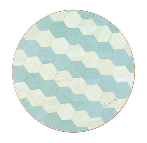4 Placemats Duck Egg Blue. Sorrento. Hexagon Round or Etsy