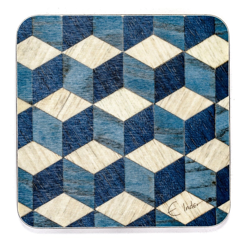 6 Coasters in assorted colours in a Mid Century Modern Geometric design. Brighten your coffee table. International shipping image 7