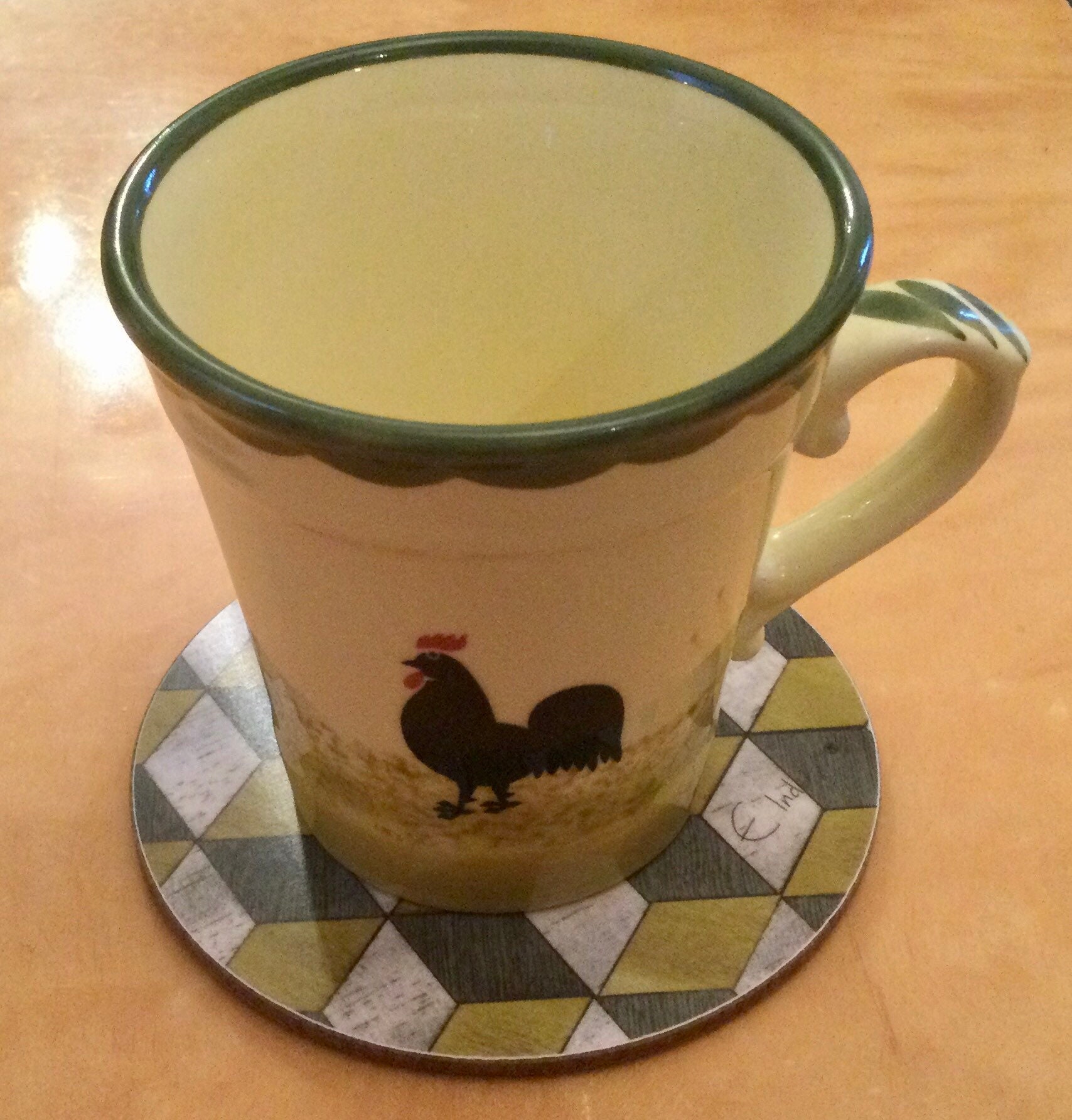 Round Coasters. Yellow and Grey Mid Century Design. Square and Etsy UK