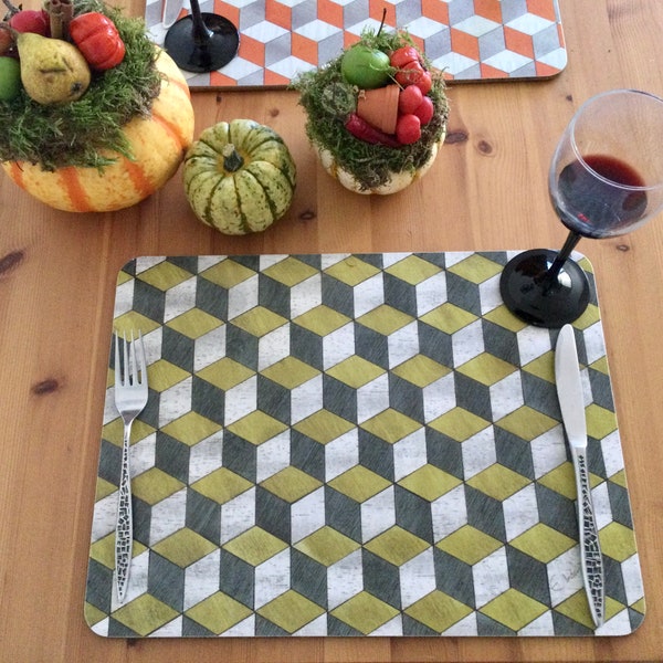 Yellow Gray Placemat Etsy