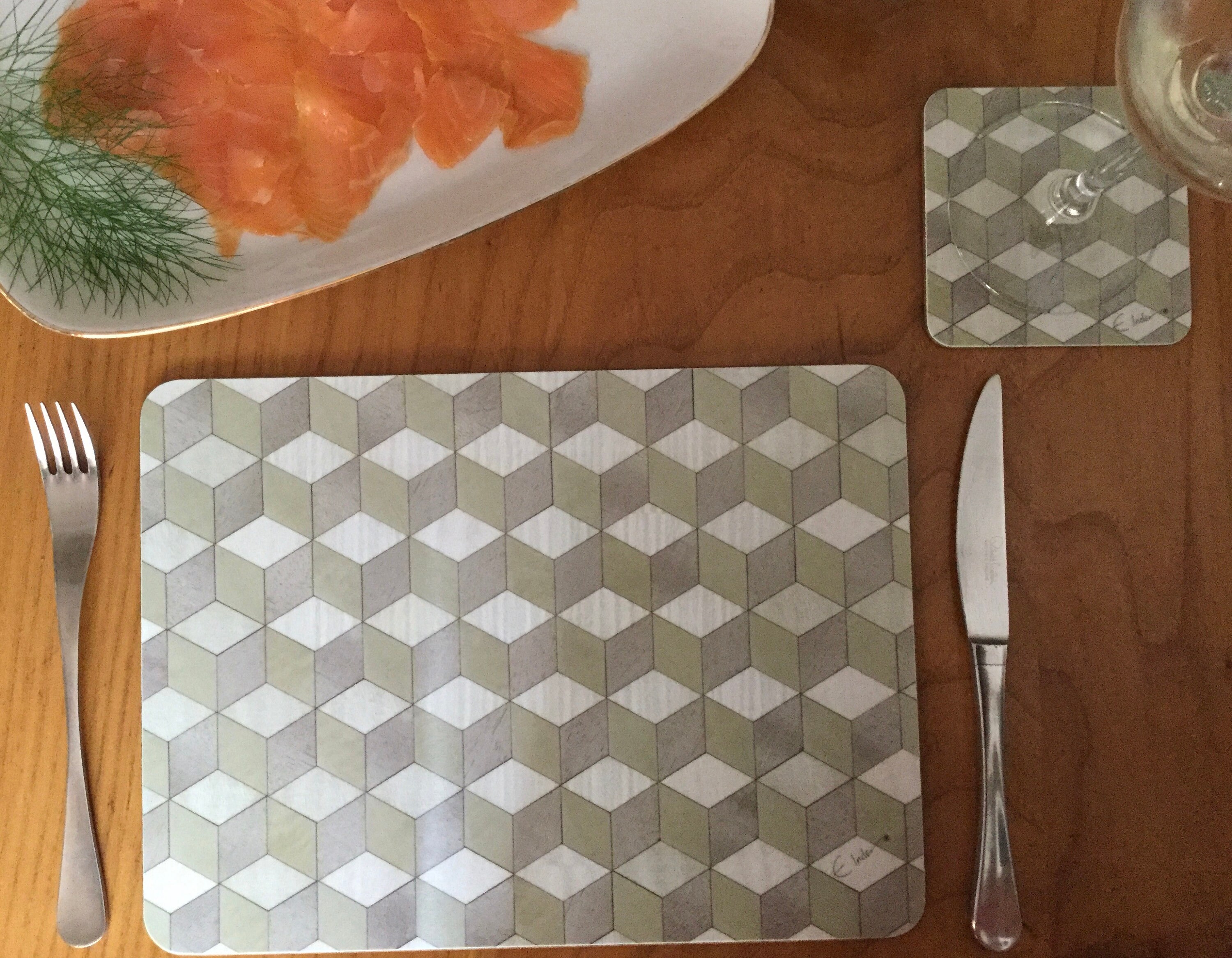 8 Placemats and Coasters Set. Heat Resistant Melamine. Free Etsy