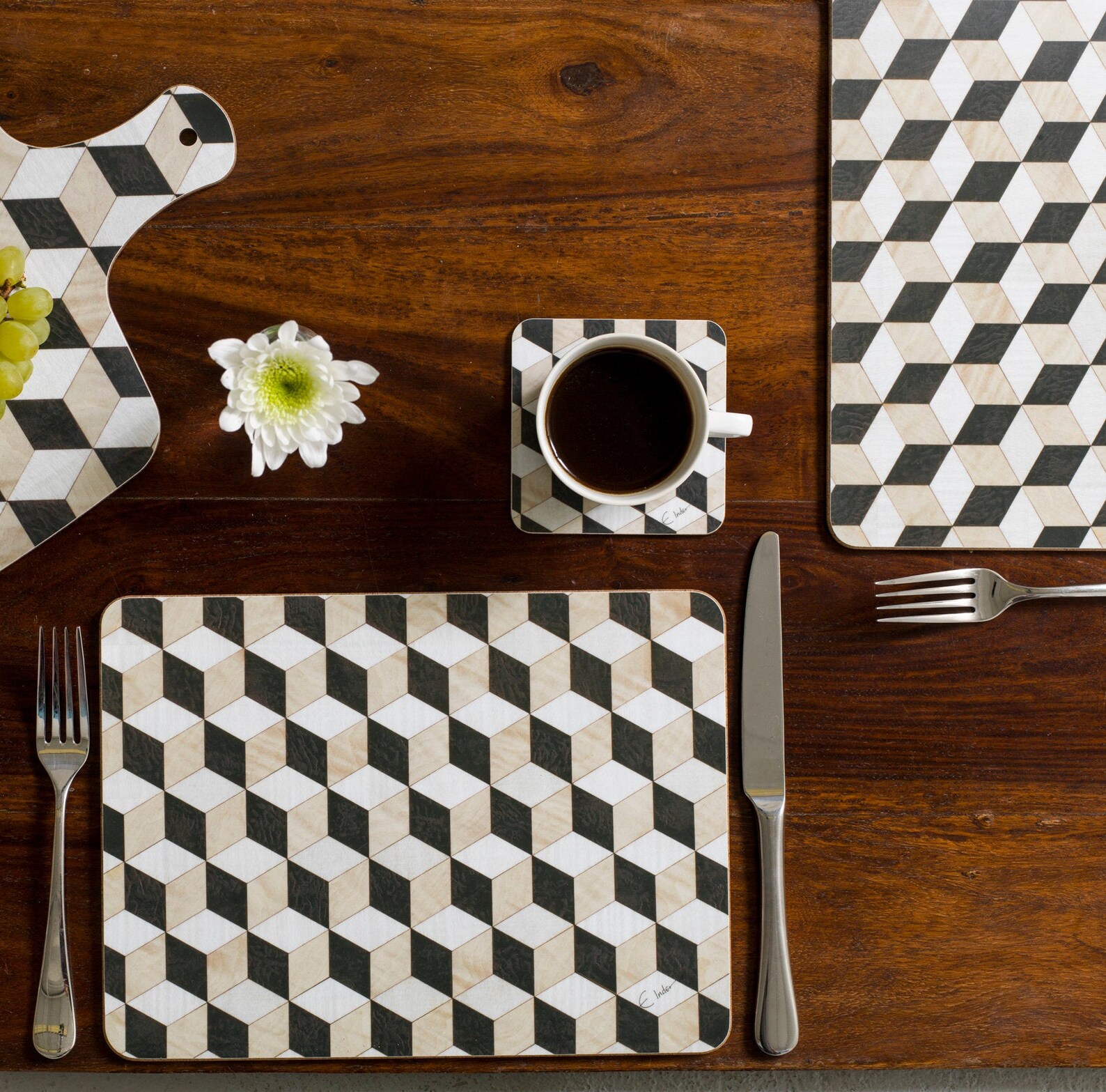 8 Placemats and Coasters Set. Heat Resistant Melamine. Free Etsy