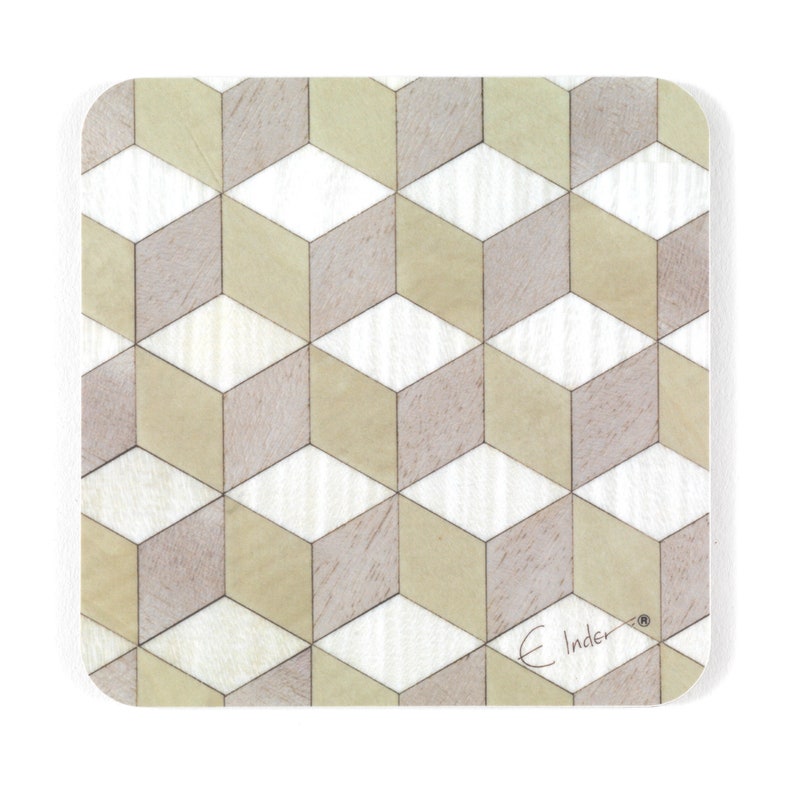 6 Coasters in assorted colours in a Mid Century Modern Geometric design. Brighten your coffee table. International shipping image 6