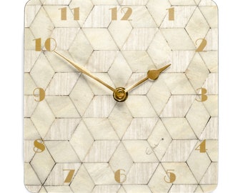 Ivory Wall Clock Art Deco style Birthday Gift Her Melamine Ivory Clock Hollywood Regency Anniversary gift Mothers day gift 7" or 180mm sq
